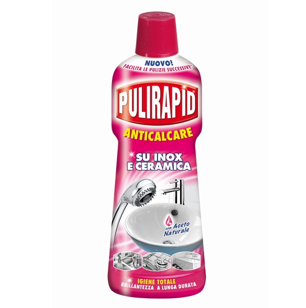 Средство против известкового налета Pulirapid Anticalcate Aceto с натуральным уксусом, 750 мл - Pampik