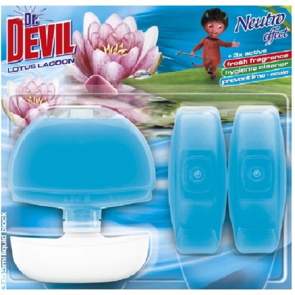 Туалетный блок для унитаза Dr.Devil Лагуна Лотоса, 3 шт. по 55 мл - Pampik