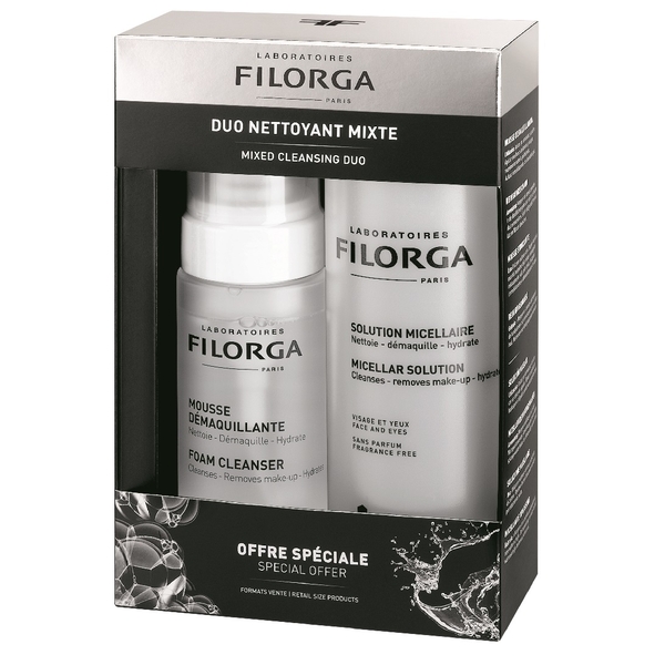 Набір Filorga Duo Demaquillants&Nettoyants Visage Очищення Міцеллярний лосьйон, 400 мл + Очищаючий мус, 150 мл - Pampik