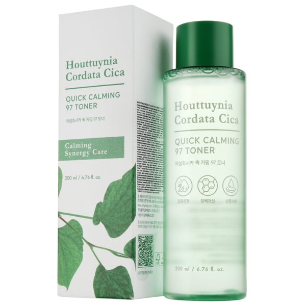 Тонер Tony Moly Houttuynia Cordata Cica Quick Calming 97 Toner, с экстрактами хаутюнии и центелы, 200 мл - Pampik