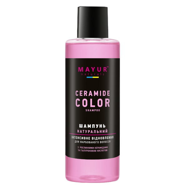 Шампунь для інтенсивного відновлення фарбованого волосся Mayur з рослинними керамідами та гіалуроновою кислотою, 200 мл - Pampik