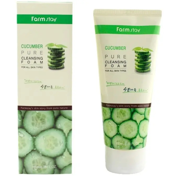 Пенка для умывания FarmStay Cucumber Pure Cleansing Foam на огуречном экстракте 180 мл - Pampik