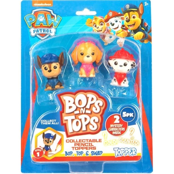 Набір колекційних фігурок-топерів Sambro Bops n Tops Щенячий патруль, 5 шт., в асортименті (PWP20-3562-KV-FO) - Pampik