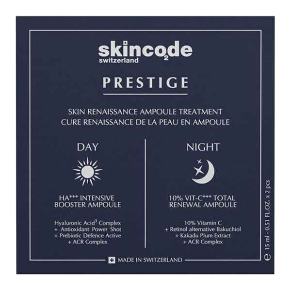 Набор сывороток для лица Skincode Prestige Skin Renaissance Ampoule Treatment Day & Nigth 2х15 мл - Pampik - 3