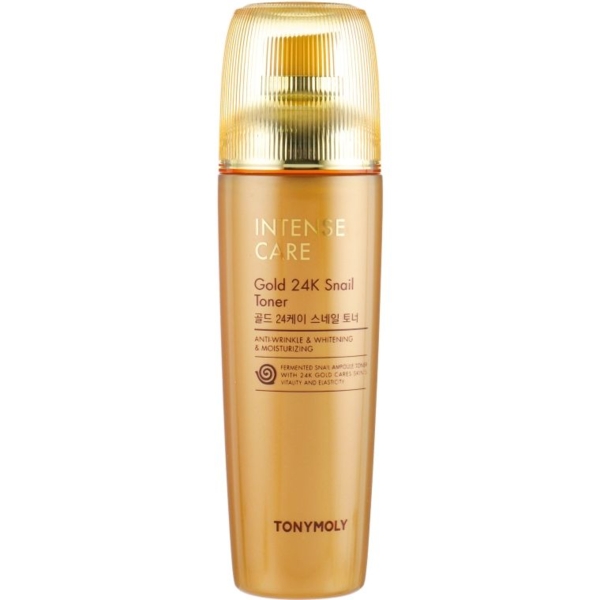 Тонер для обличчя Tony Moly Intense Care Gold 24K Snail Toner, з муцином равлика та золотом, 140 мл - Pampik