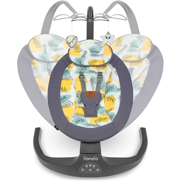 Шезлонг-гойдалка Lionelo Ralf Grey Concrete з ігровою дугою, сірий з жовтим - Pampik - 4