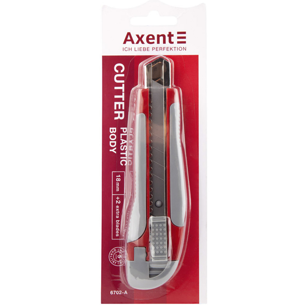Ніж канцелярський Axent з авто-фіксатором червоний (6702-A) - Pampik
