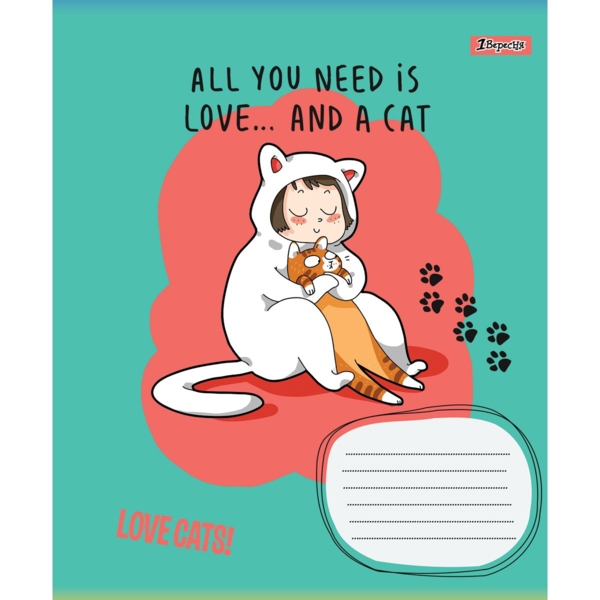 Набор тетрадей общих 1 Вересня Love Cats, A5, в линию, 48 листов, 10 шт. (766027) - Pampik - 5