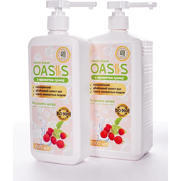 Мило рідке Nata-Oasis з ароматом суниці, з дозатором, 1000 мл - Pampik - 4