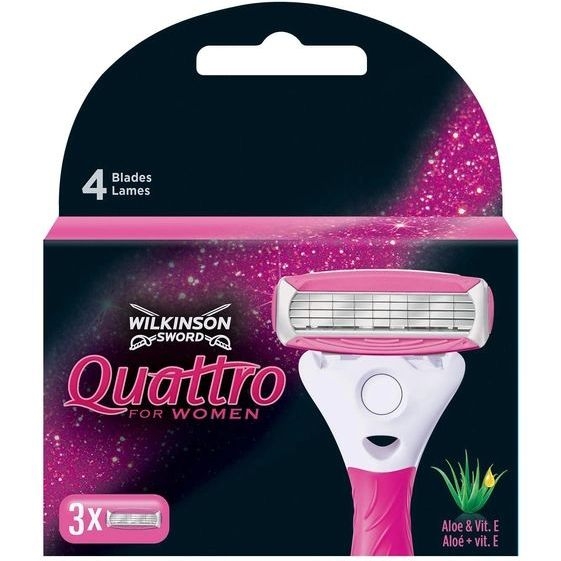 Сменные картриджи для бритья Wilkinson Sword Quattro, 3 шт. - Pampik