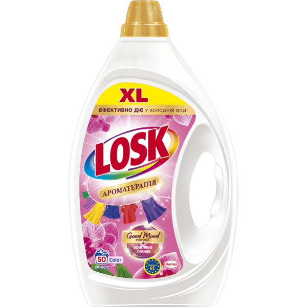 Гель для стирки Losk Колор Ароматерапия Эфирные масла и аромат Малазийского цветка, 2.25 л - Pampik