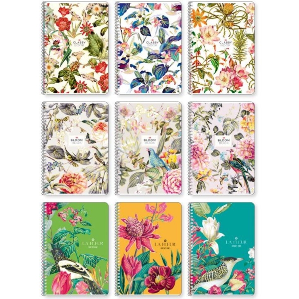 Тетрадь для записей Student Колаж цветов и голубая птица, А5, в клеточку, спираль, 80 листов (A5-SC-080-6092K) - Pampik - 2