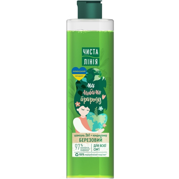 Шампунь Чиста Лінія Березовый для всей семьи, 390 мл - Pampik