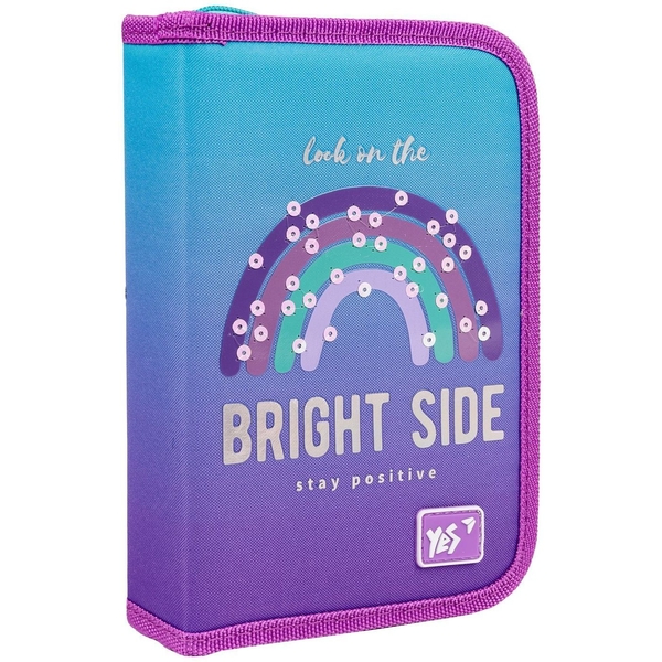 Пенал жесткий Yes HP-02 Good Vibes, 13х21х3 см, бирюзовый с сиреневым (533407) - Pampik