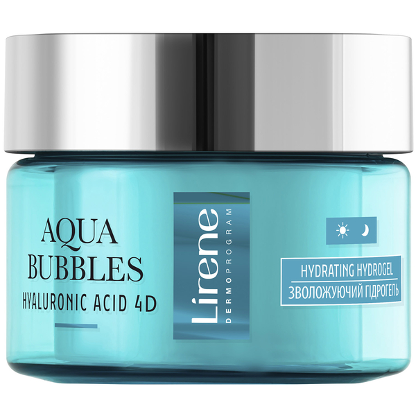Зволожувальний гідрогель для обличчя Lirene Aqua Bubbles Hyaluronic Acid 4D Hydrating Hydrogel 50 мл - Pampik