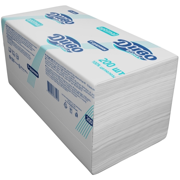 Паперові рушники Диво Бізнес Optimal, двошарові, 200 шт. - Pampik