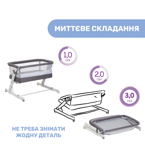 Дитяче ліжечко Chicco Next2Me Pop Up, темно-сірий (79299.57) - Pampik - 3