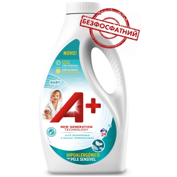 Гель для прання дитячої білизни A+ Baby Гіпоалергенний, 1.2 л - Pampik - 2