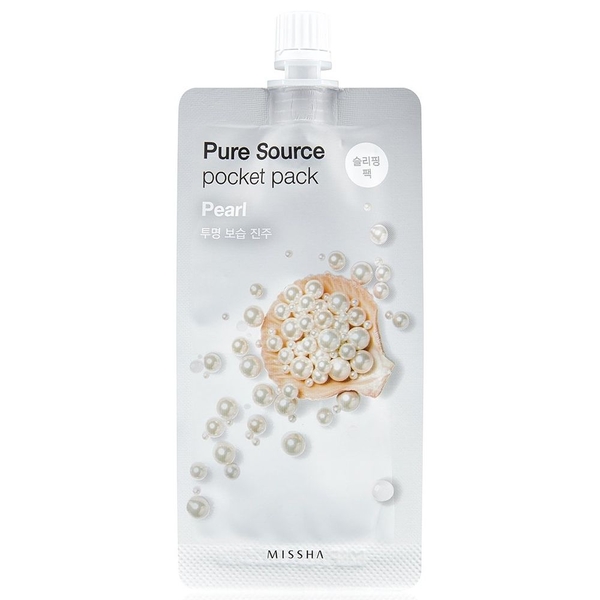 Нічна маска для обличчя з екстрактом перлів Missha Pure Source Pocket Pack Pearl, 10 мл - Pampik