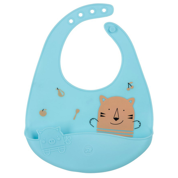 Нагрудник Bebe Confort Soft Silicone Bib Domino, м'який, блакитний (3220660315840) - Pampik