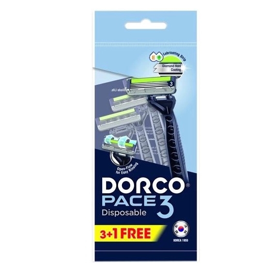 Бритвы одноразовые Dorco Pace3 3 лезвия, 4 шт. - Pampik
