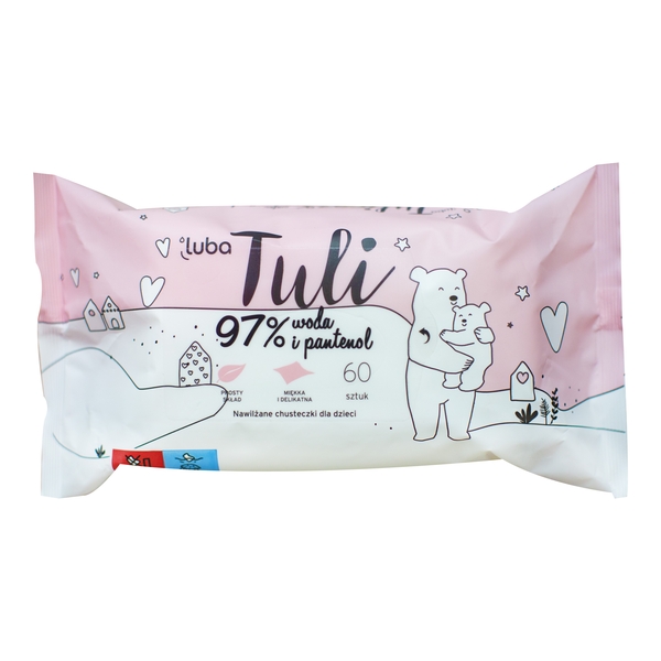 Дитячі вологі серветки Luba Tuli, 97% води, 60 шт. - Pampik