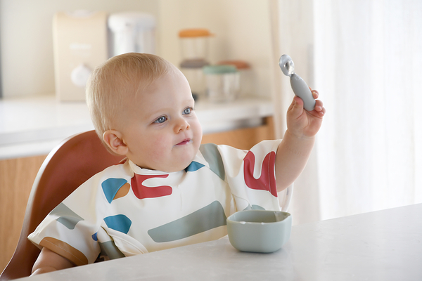 Набір ложка і виделка Beaba 10+, металевий сірий (913581) - Pampik - 8