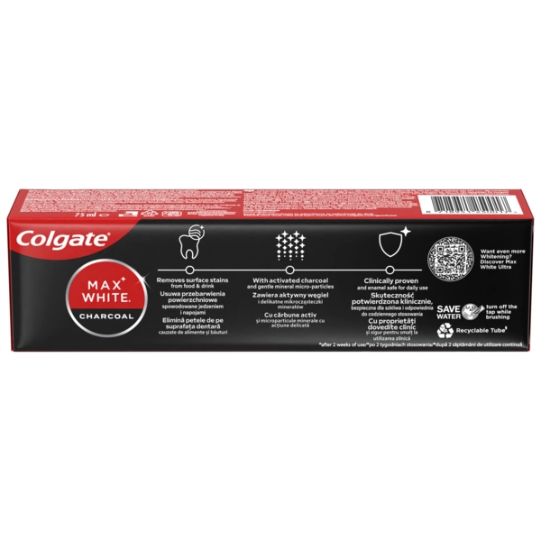 Зубна паста Colgate Max White Charcoal відбілювальна, з активованим вугіллям, 75 мл - Pampik - 2
