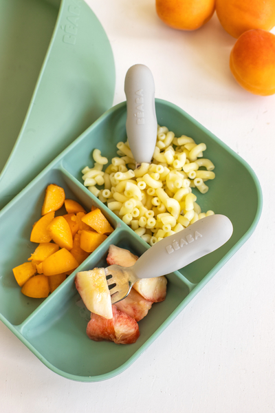 Набір ложка і виделка Beaba 10+, металевий сірий (913581) - Pampik - 6