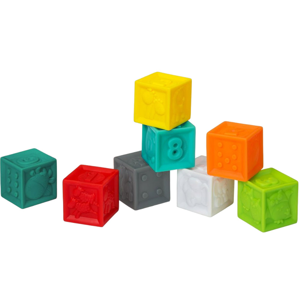 Силіконові кубики Infantino Squeeze & Stack Block Set Яскраві розвивашки (315238) - Pampik