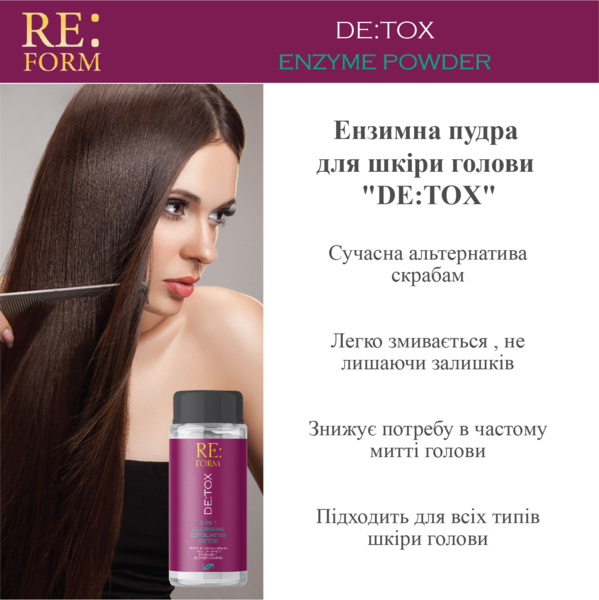 Ензимна пудра для шкіри голови Re:form De:Tox, очищення і детоксикація волосся, 80 г - Pampik - 4