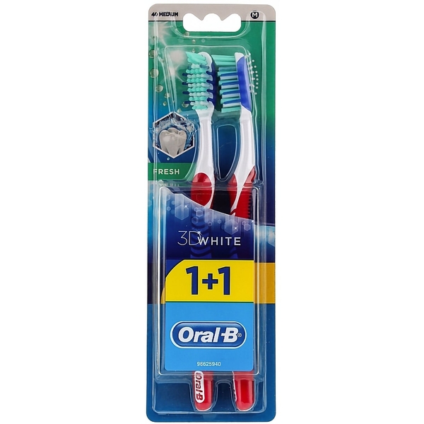 Зубная щетка Oral-B 3D White Fresh средняя красный с красным 2 шт. - Pampik