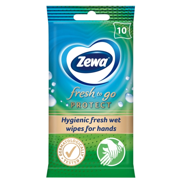 Серветки вологі Zewa Moist HA Fresh-To-Go Protect, 10 шт. - Pampik - 2