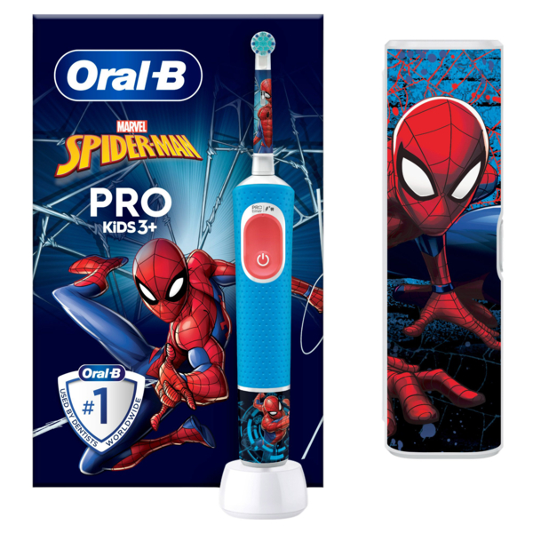 Дитяча електрична зубна щітка Oral-B Pro Kids Людина-Павук з футляром - Pampik