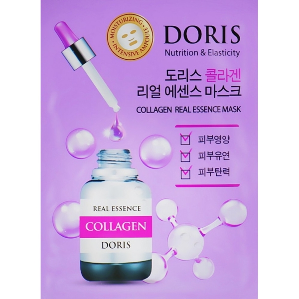 Тканинна маска для обличчя із колагеном Jigott Doris Collagen Real Essence Mask, 25 мл - Pampik