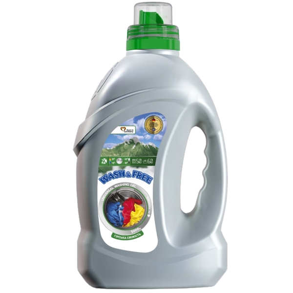 Гель для стирки универсальный Wash&free Горная свежесть, 2 л - Pampik