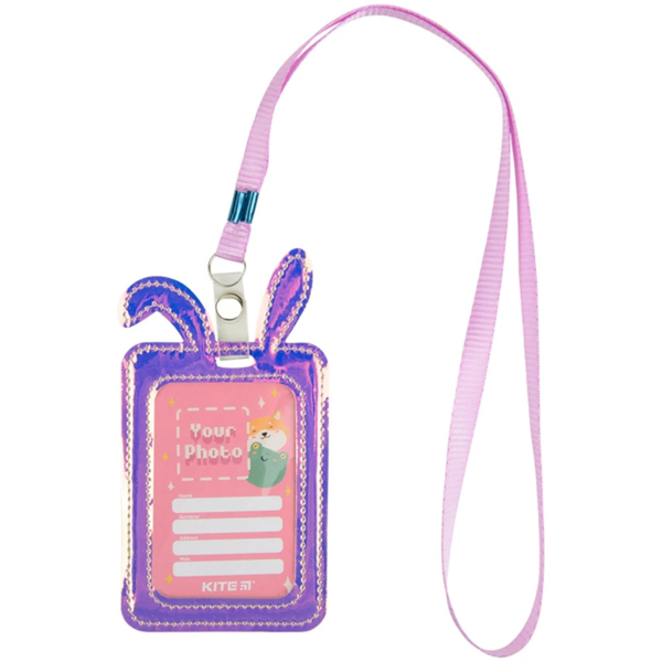 Бейдж Kite Bunny с голографическим эффектом малиновый (K22-449-02) - Pampik