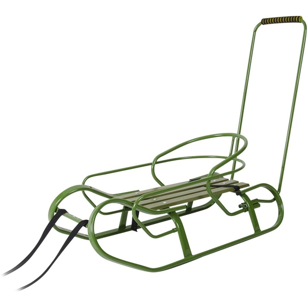 Санки Vitan Експрес зі спинкою, ручкою та кольоровою планкою хакі (2030083) - Pampik