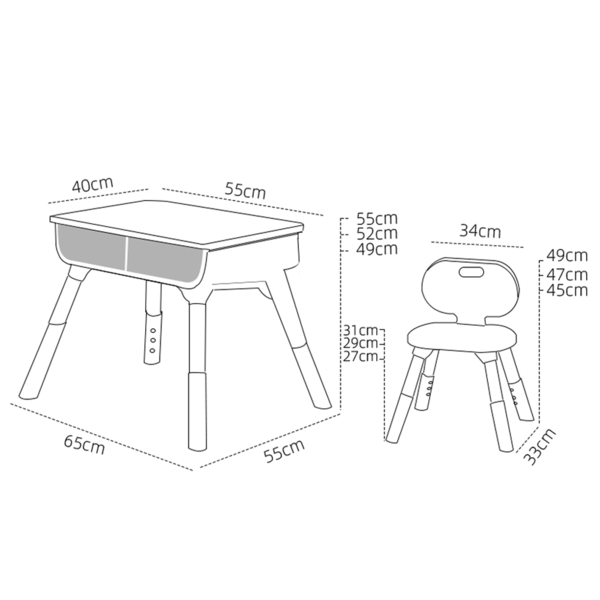 Комплект Poppet Столик Мультивуд 3 в 1 + Стілець + Подушка на стілець + Набір фломастерів (PP-010-G) - Pampik - 5