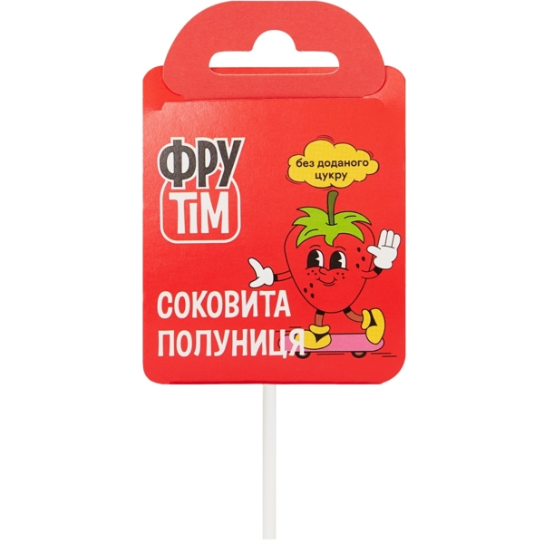 Натуральные леденцы на палочке Фрутим, клубника, 10 г - Pampik