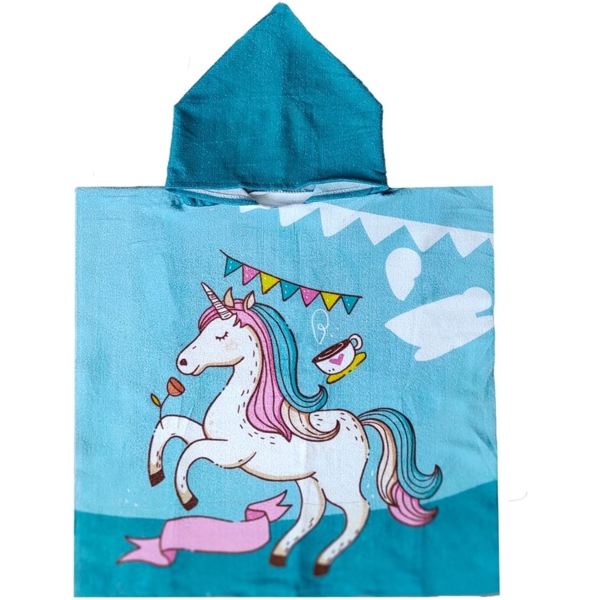 Полотенце детское Love You Единорог с чашкой, банный, с капюшоном, 115х60 см (4591) - Pampik