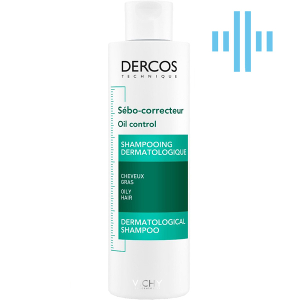 Шампунь для жирных волос Vichy Dercos Sebo-correcteur Oil Control Dermatological Shampoo, 200 мл - Pampik