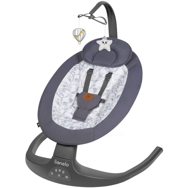 Шезлонг-гойдалка Lionelo Ralf Grey White з ігровою дугою, сіро-білий - Pampik