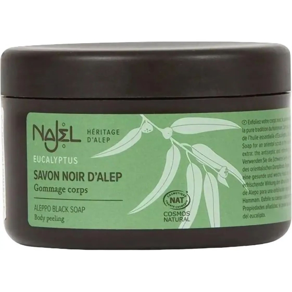 Черное алеппское мыло с эвкалиптом Najel Aleppo Black Soap Body Peeling 180 г - Pampik
