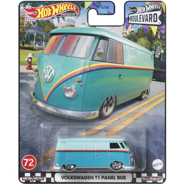 Колекційна модель машинки Hot Wheels Преміальні автівки Volkswagen T1 Panel Bus бірюзова (GJT68/HKF18) - Pampik