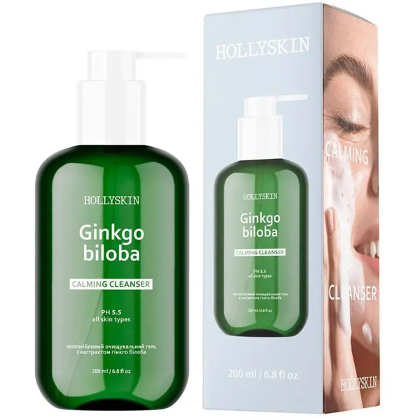 Успокаивающий очищающий гель Hollyskin Ginkgo Biloba Calming Cleanser с эктрактом гинкго билоба 200 мл - Pampik