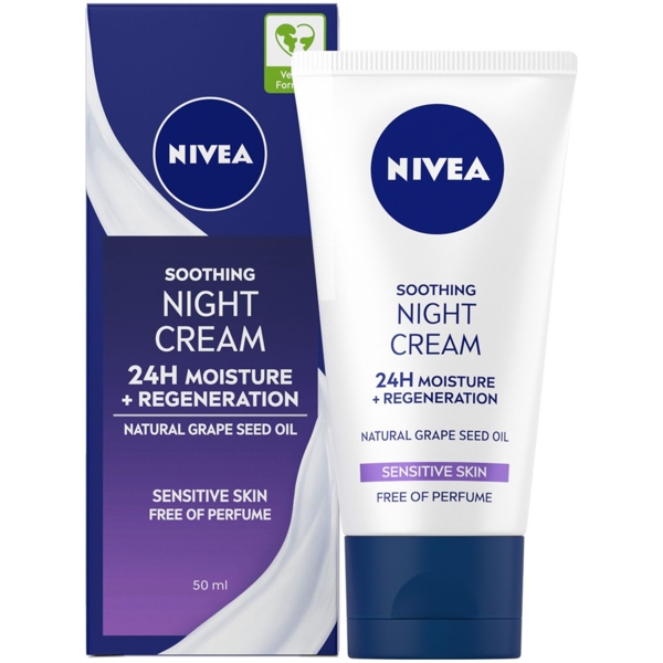 Ночной успокаивающий крем Nivea Интенсивное увлажнение и регенерация 24 часа, 50 мл - Pampik