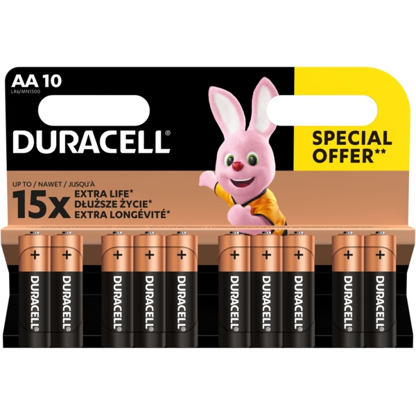 Лужні батарейки пальчикові Duracell Basic 1.5 V АA LR6/MN1500, 10 шт. (5000394152496) - Pampik - 2