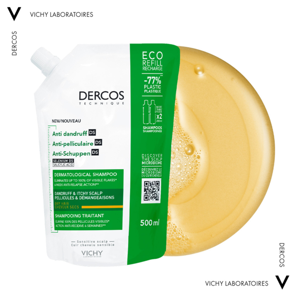 Дерматологічний шампунь Vichy Dercos Anti-Pelliculaire Anti-Dandruff Проти лупи для сухого волосся, 500 мл - Pampik - 2