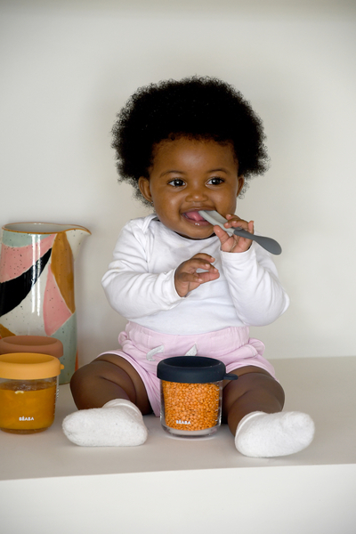 Набір силіконових ложок Beaba зелений/сірий, 2 шт. (913574) - Pampik - 6